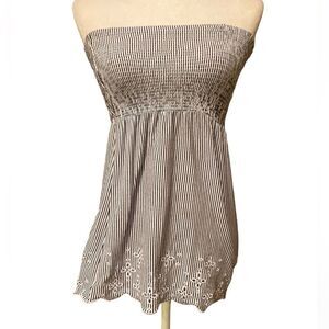 Loft Striped Baby Doll Tube Top Shirt Strapless